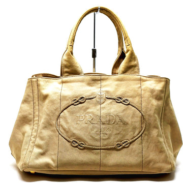 Prada Hand Bag Beige Canvas