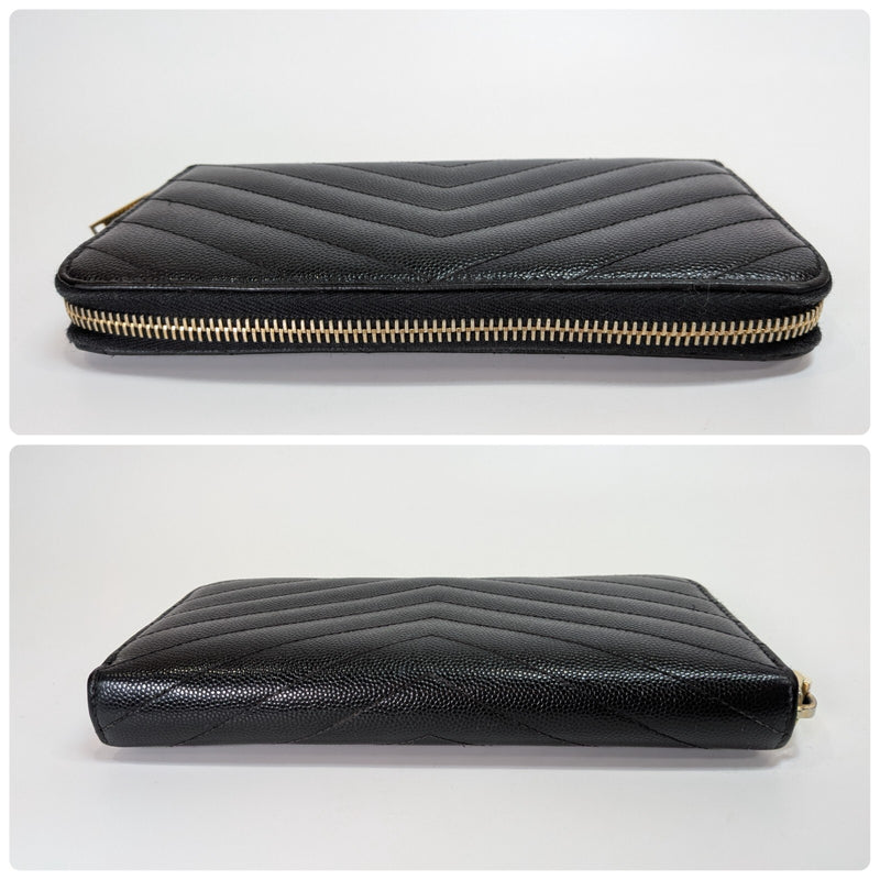 Saint Laurent Zippy Wallet Ysl Leather V