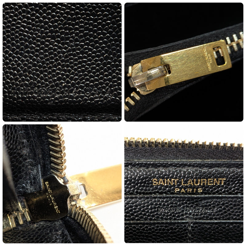 Saint Laurent Zippy Wallet Ysl Leather V