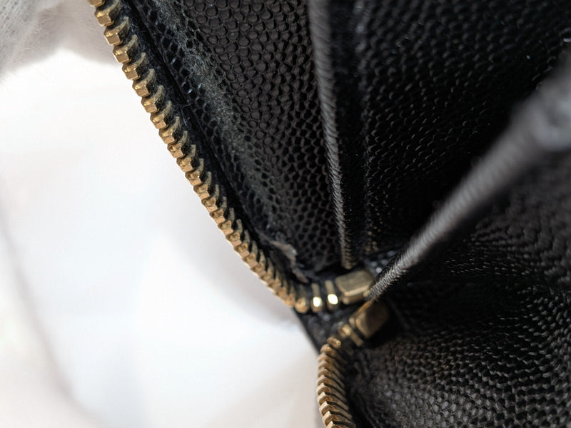 Saint Laurent Zippy Wallet Ysl Leather V