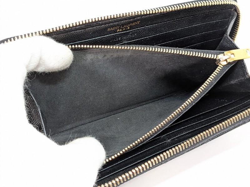 Saint Laurent Zippy Wallet Ysl Leather V