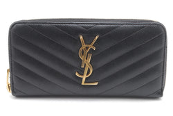 Saint Laurent Zippy Wallet Ysl Leather V