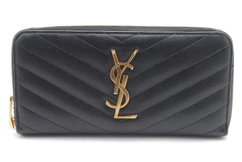 Saint Laurent Zippy Wallet Ysl Leather V