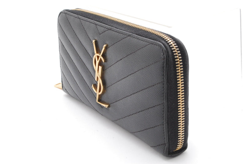 Saint Laurent Zippy Wallet Ysl Leather V