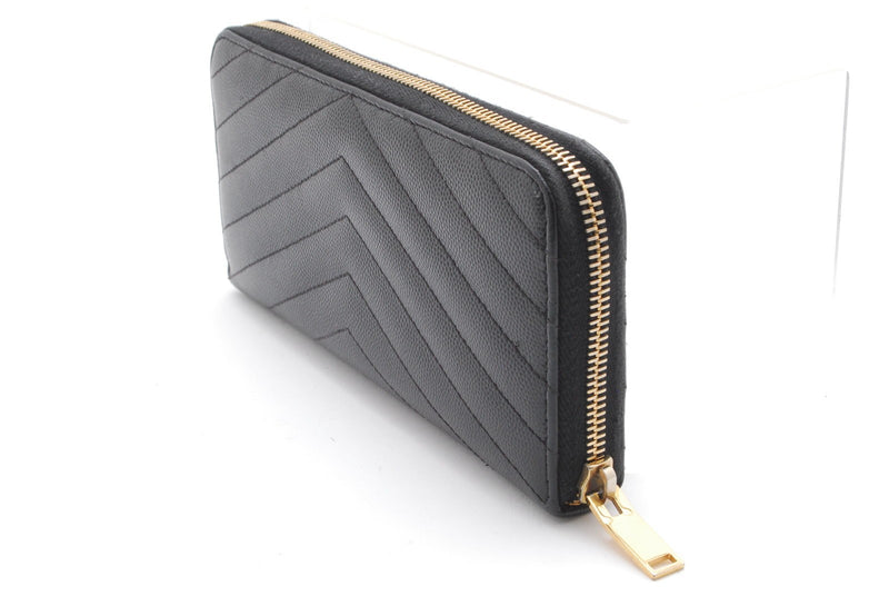 Saint Laurent Zippy Wallet Ysl Leather V