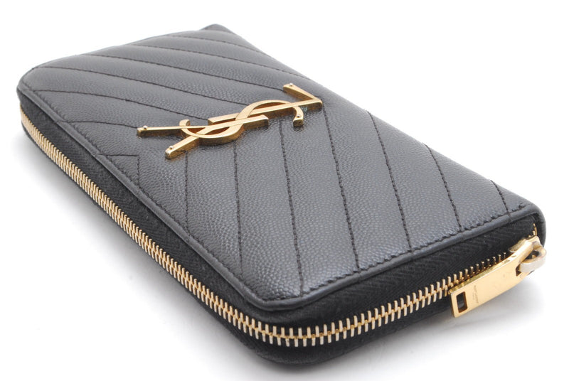 Saint Laurent Zippy Wallet Ysl Leather V