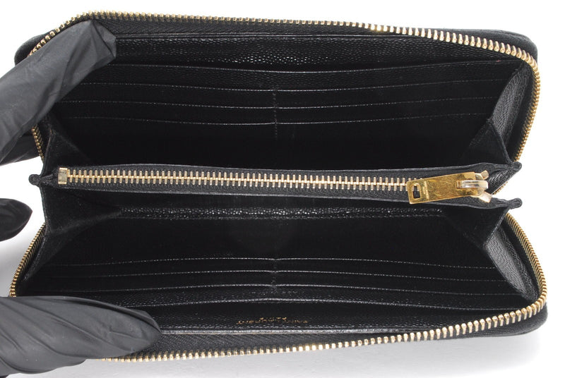 Saint Laurent Zippy Wallet Ysl Leather V