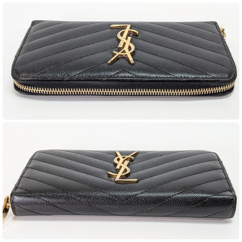 Saint Laurent Zippy Wallet Ysl Leather V