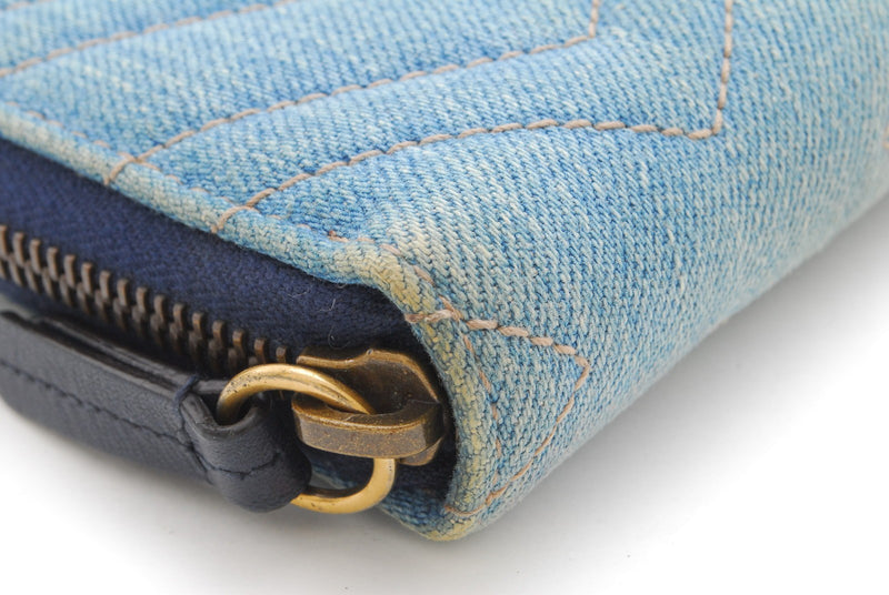 Gucci Denim Wallet Marmont Pearl