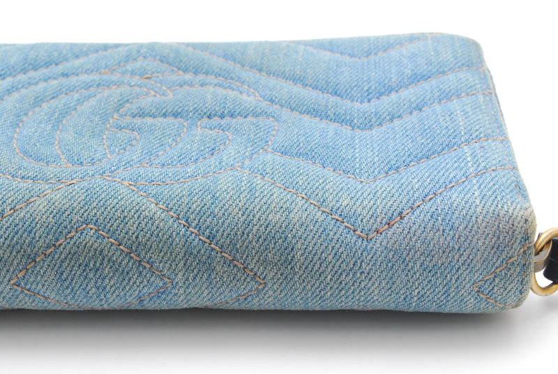 Gucci Denim Wallet Marmont Pearl