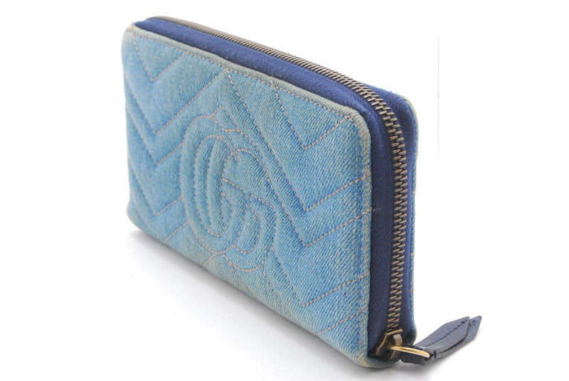 Gucci Denim Wallet Marmont Pearl