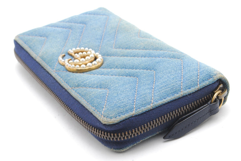 Gucci Denim Wallet Marmont Pearl