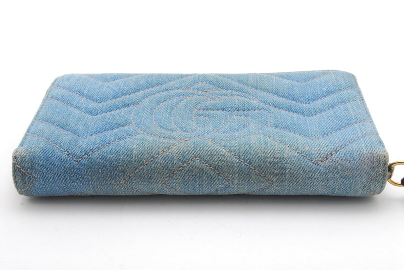 Gucci Denim Wallet Marmont Pearl