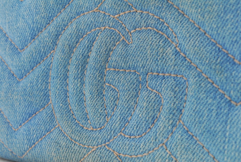 Gucci Denim Wallet Marmont Pearl
