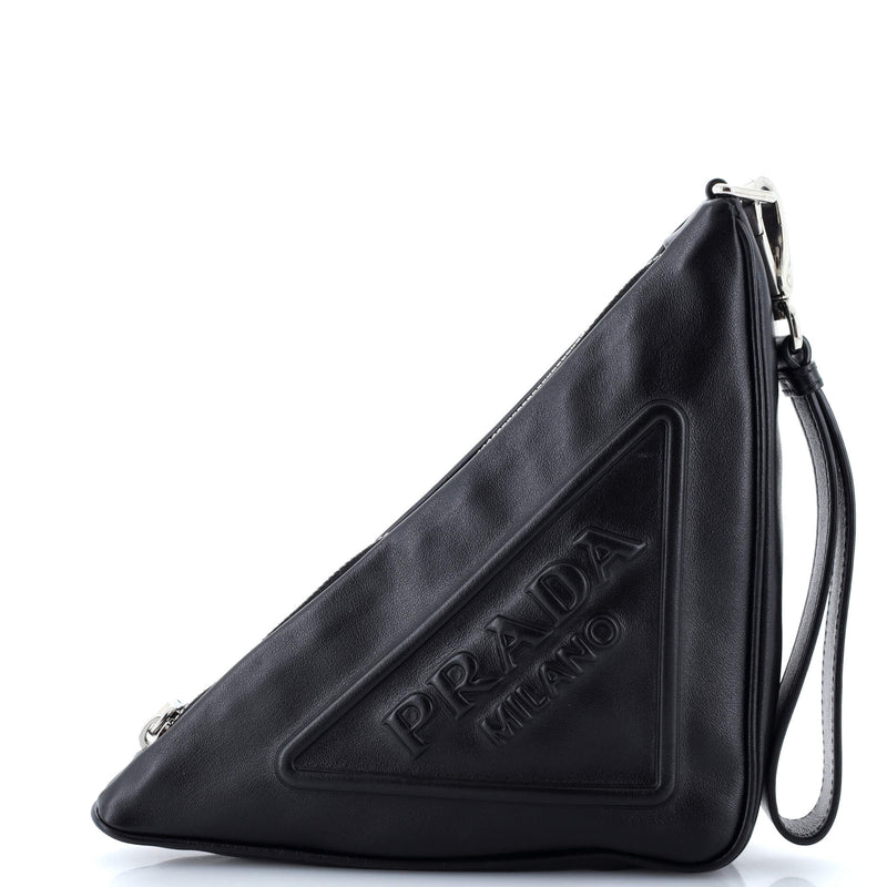 Prada Triangle Logo Wristlet Pouch