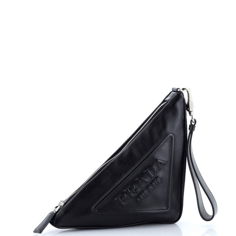Prada Triangle Logo Wristlet Pouch