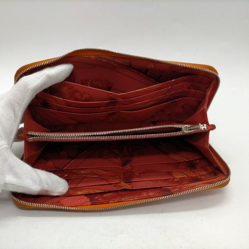 Hermes Long Wallet Orange Leather