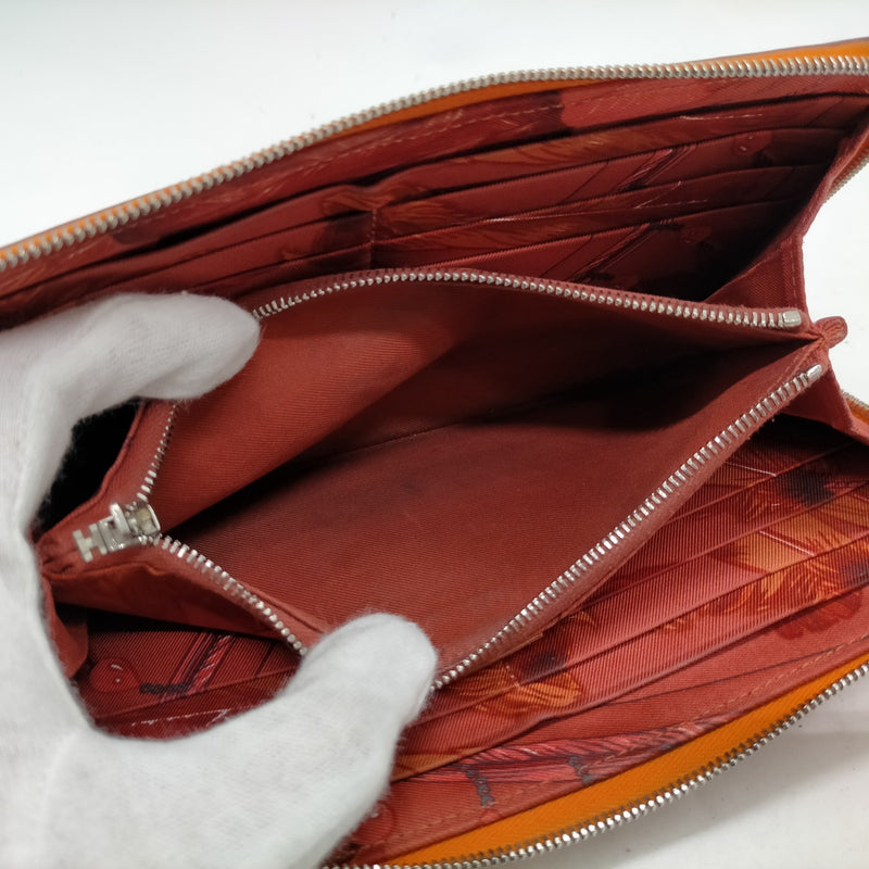 Hermes Long Wallet Orange Leather