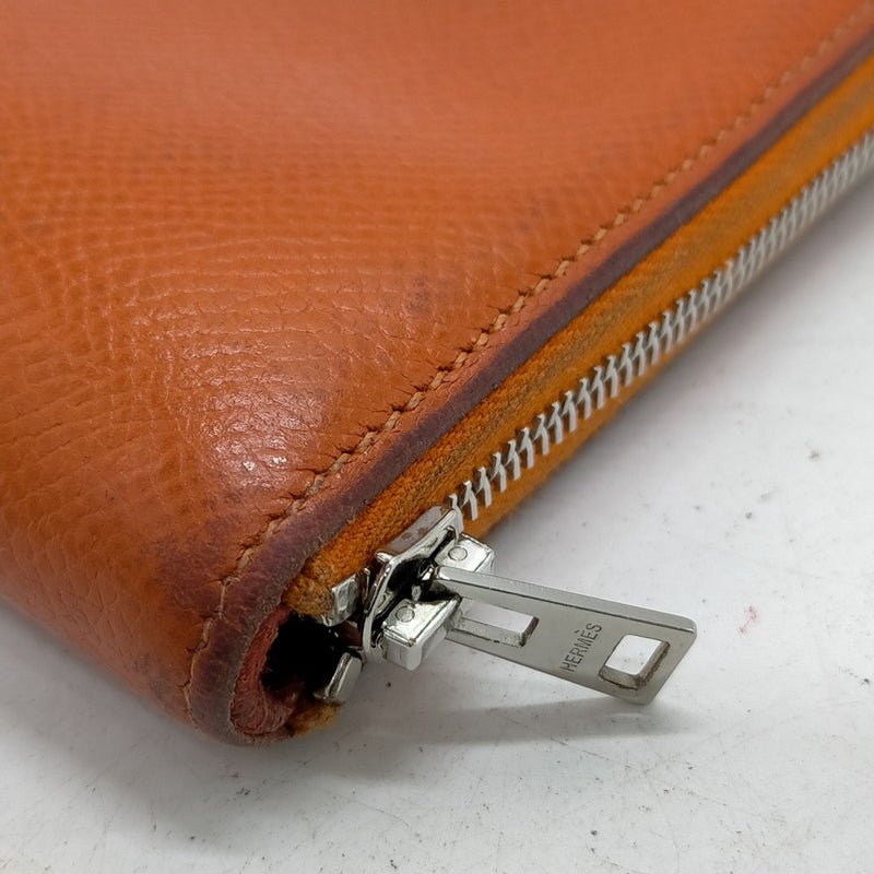 Hermes Long Wallet Orange Leather