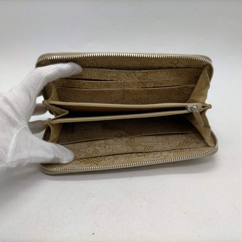 Chanel Long Wallet Beige Suede Leather