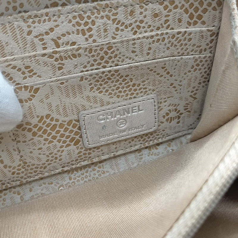 Chanel Long Wallet Beige Suede Leather