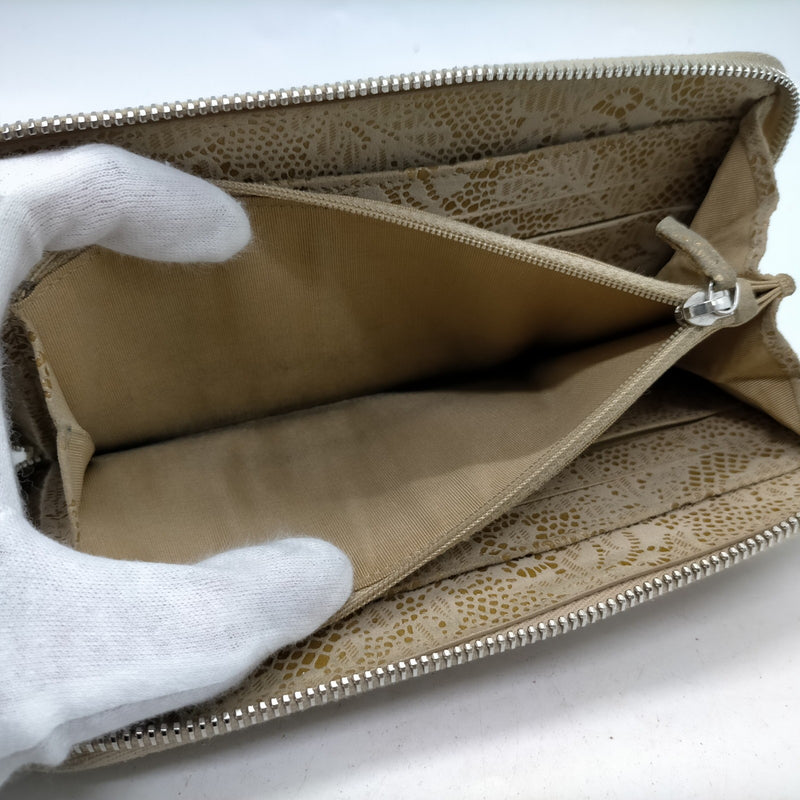 Chanel Long Wallet Beige Suede Leather