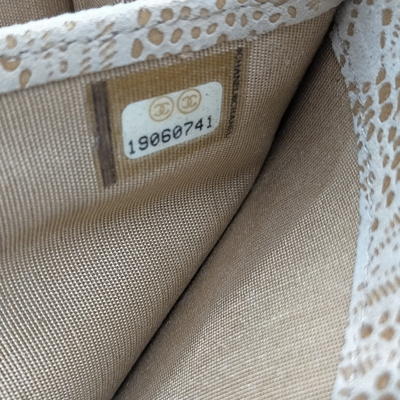 Chanel Long Wallet Beige Suede Leather
