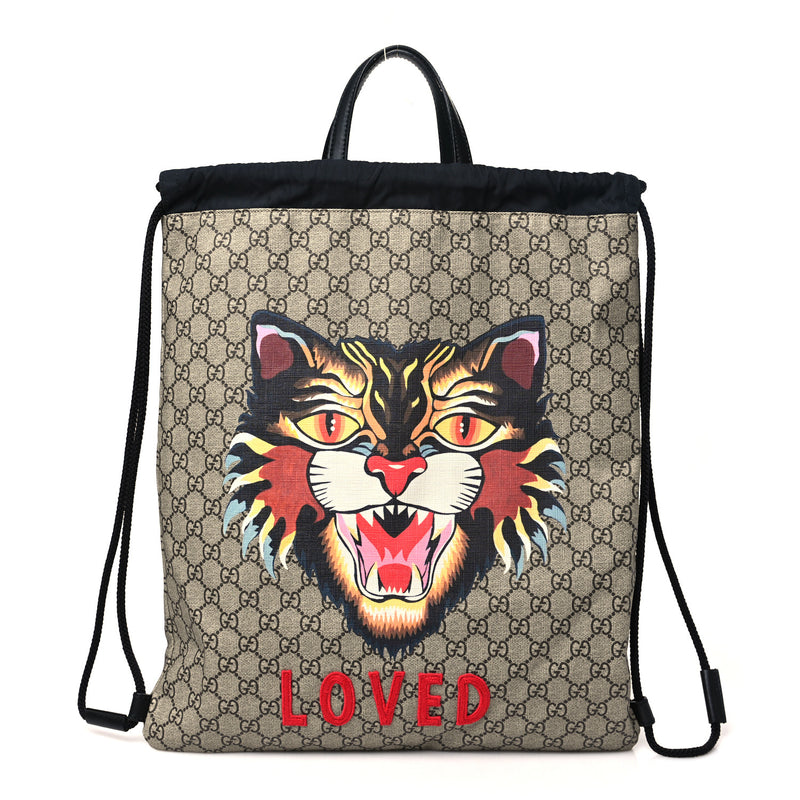 Gucci Gg Supreme Angry Cat Drawstring