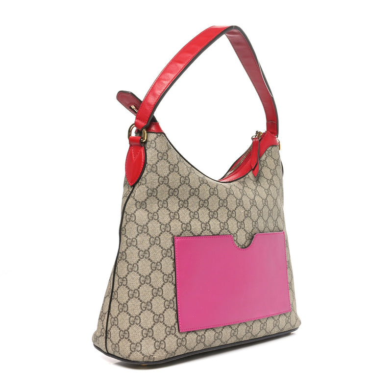Gucci Gg Supreme Linea A Hobo Red