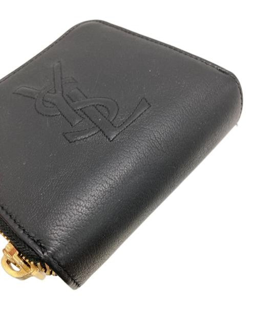 Saint Laurent Logo Leather Round Zip