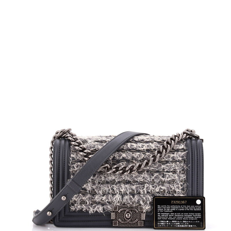 Chanel Boy Flap Bag Braided Tweed Old
