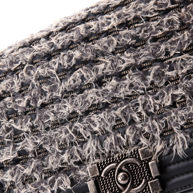 Chanel Boy Flap Bag Braided Tweed Old