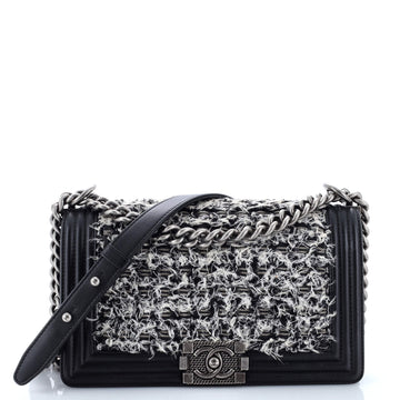 Chanel Boy Flap Bag Braided Tweed Old