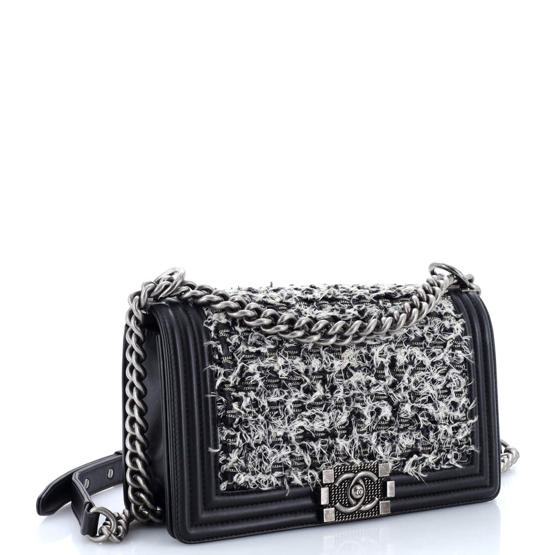 Chanel Boy Flap Bag Braided Tweed Old
