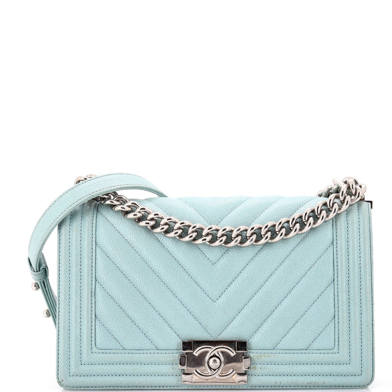 Chanel Boy Flap Bag Chevron Caviar New