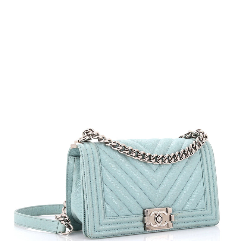 Chanel Boy Flap Bag Chevron Caviar New
