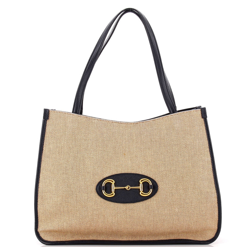 Gucci Horsebit Tote Canvas And Leather