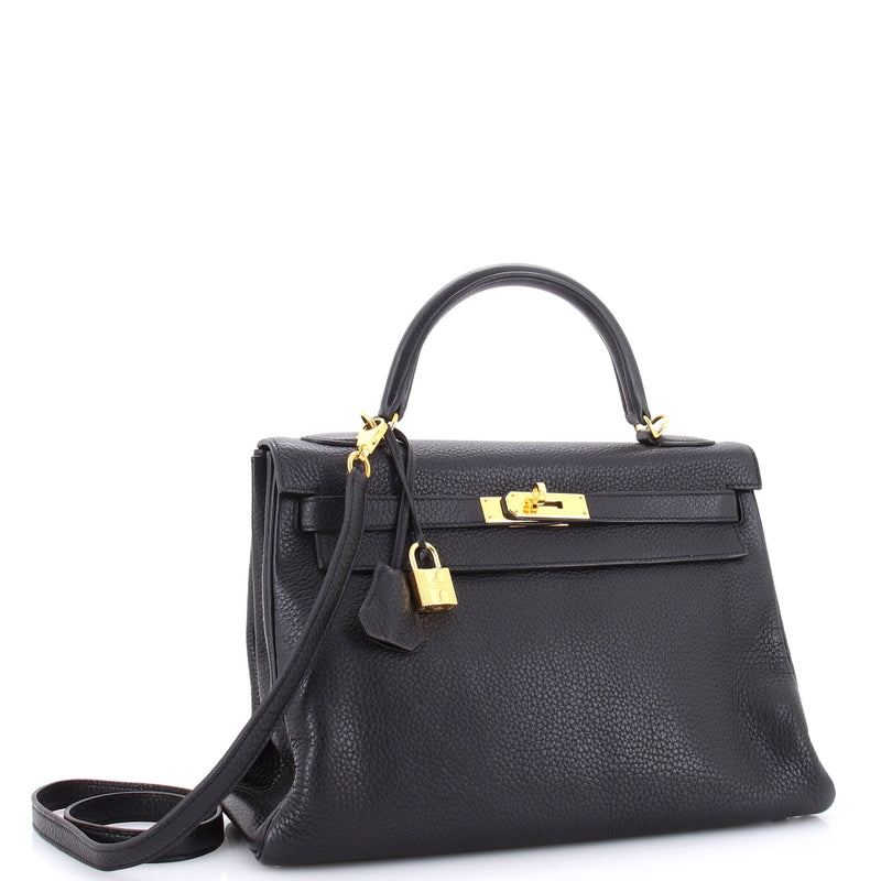 Hermes Kelly Handbag Noir Clemence With