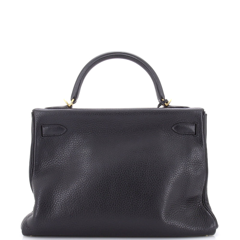 Hermes Kelly Handbag Noir Clemence With
