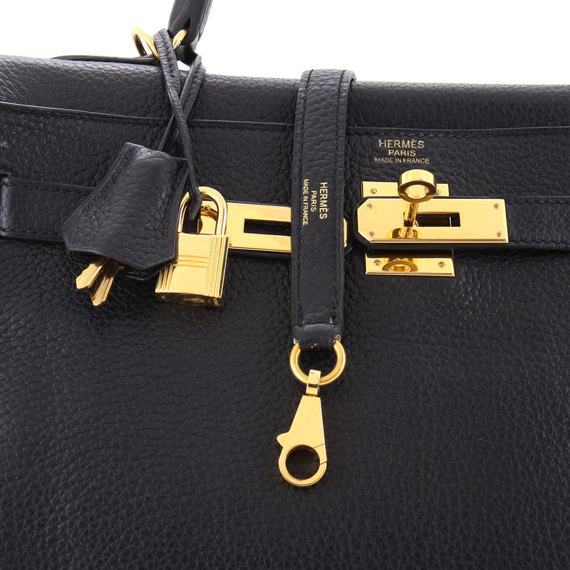 Hermes Kelly Handbag Noir Clemence With