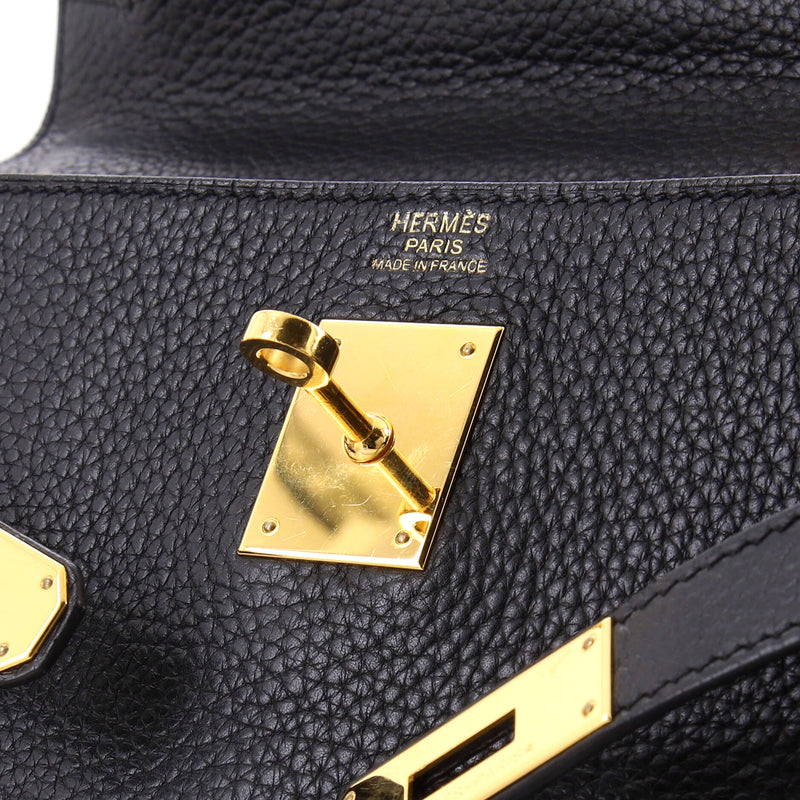 Hermes Kelly Handbag Noir Clemence With