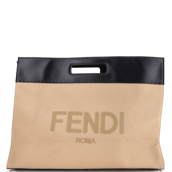 Fendi Cut Out Handle Shopper Tote Canvas