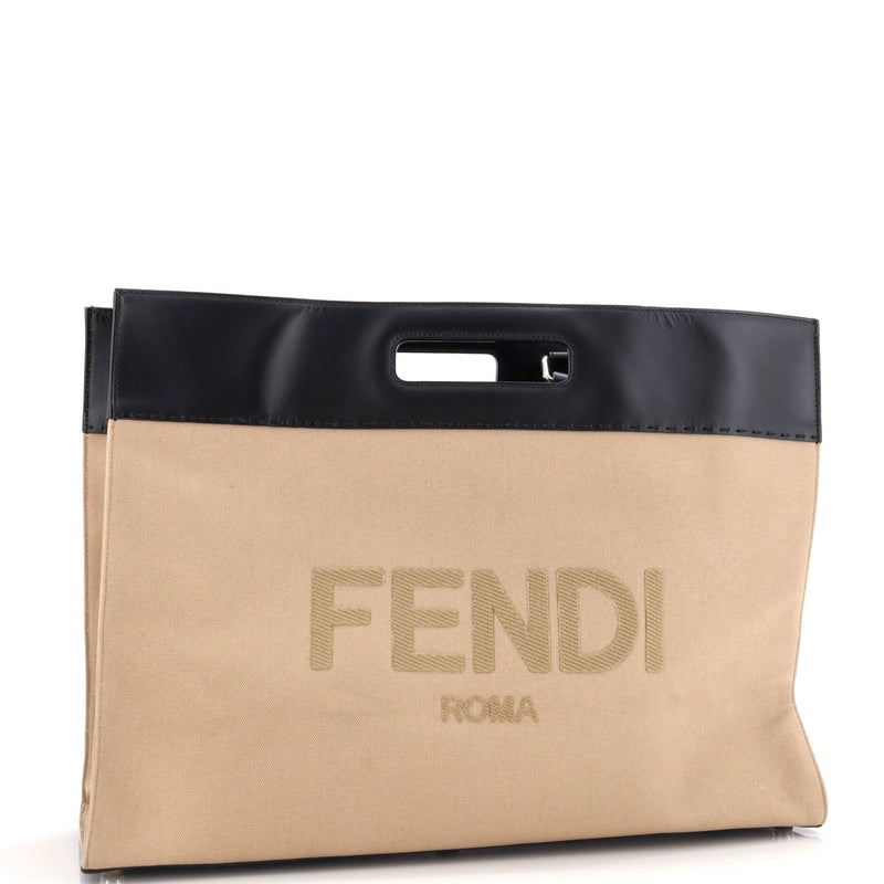 Fendi Cut Out Handle Shopper Tote Canvas