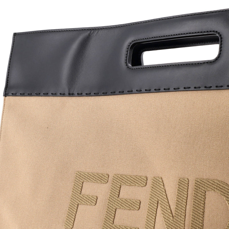 Fendi Cut Out Handle Shopper Tote Canvas