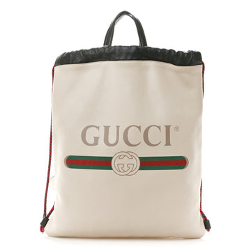 Gucci Calfskin Logo Drawstring Backpack