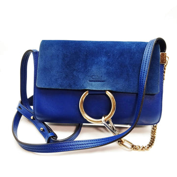 Chloe Crossbody Bag Blue Suede Leather