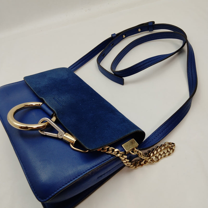 Chloe Crossbody Bag Blue Suede Leather