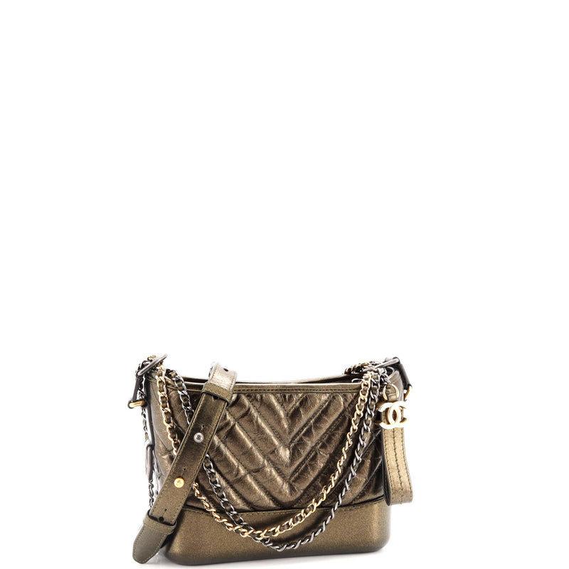 Chanel Gabrielle Hobo Chevron Metallic