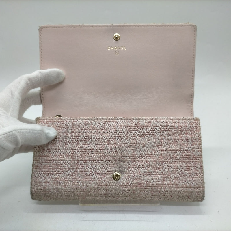 Chanel Long Wallet Pink Canvas