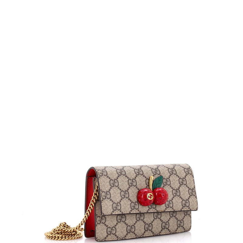 Gucci Cherries Wallet On Chain Gg Coated